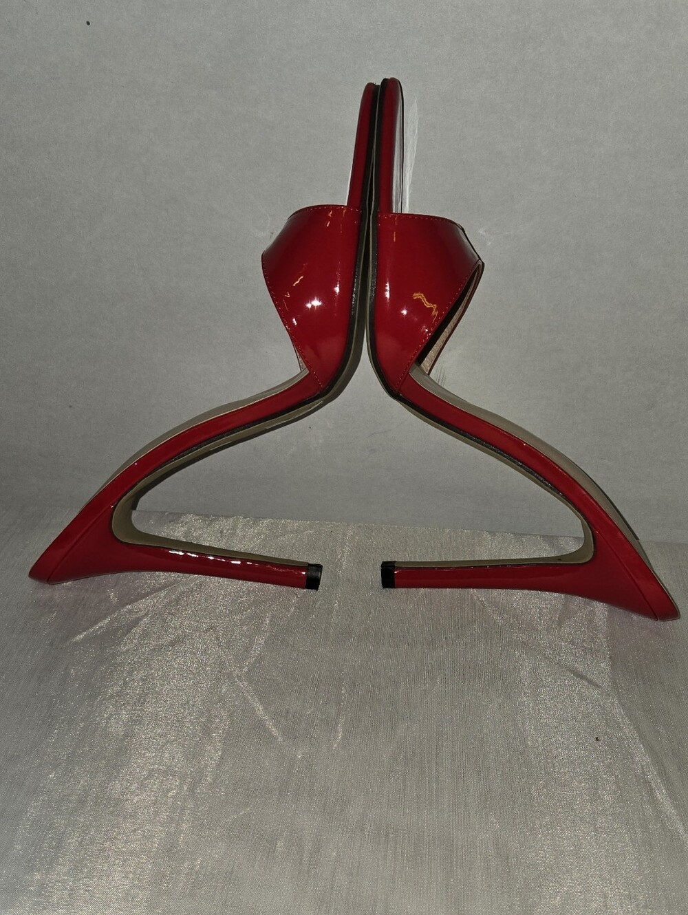 Red Patent Stiletto Slide Heels for Women - Picture 5 of 6